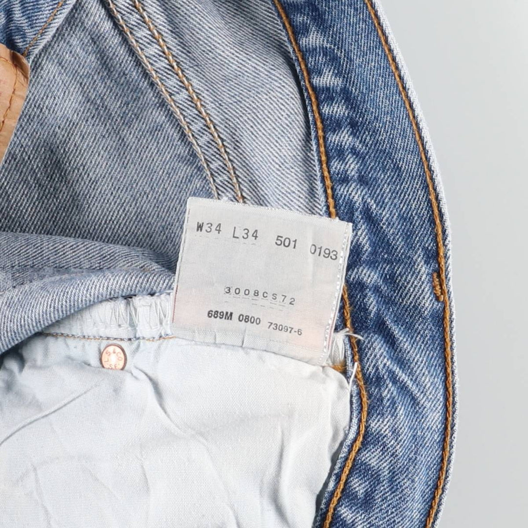 00'S Levi's 501-0193 Straight Denim Pants for Men, Size W32 cotton blue type Vintage Second Hand