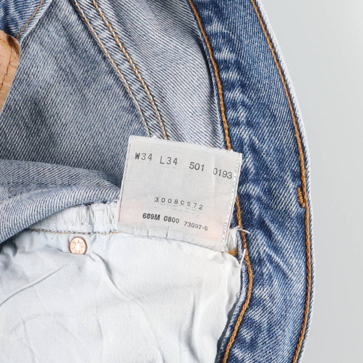 00'S Levi's 501-0193 Straight Denim Pants for Men, Size W32 cotton blue type Vintage Second Hand