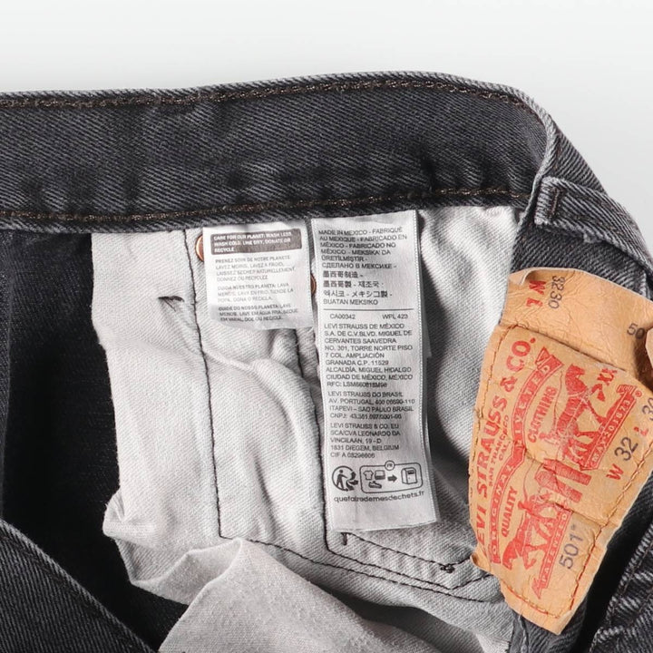 Levi's 501 Black Denim Straight Denim Pants Men's W31 equivalent cotton black type Vintage Second Hand
