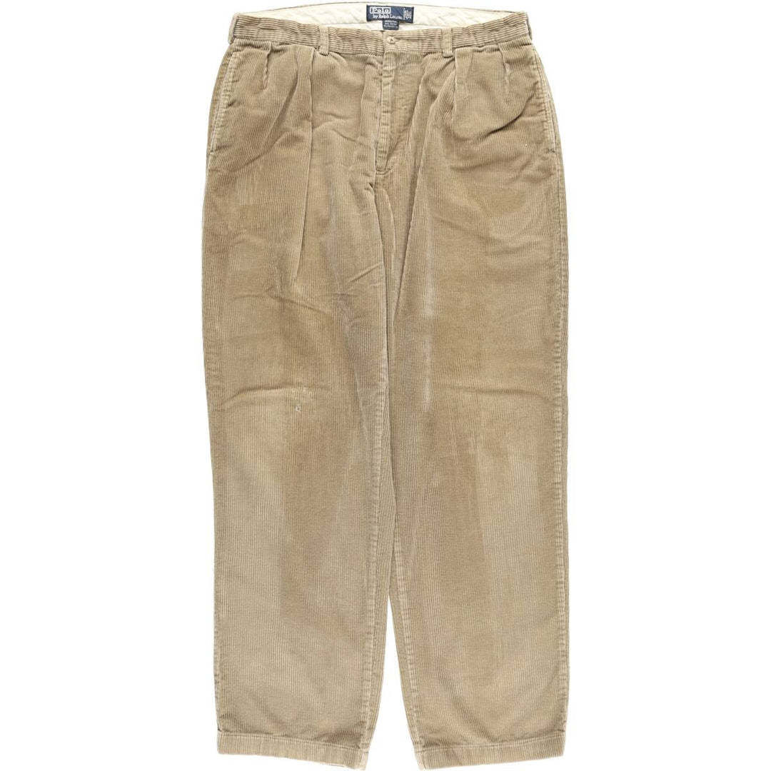 Ralph Lauren POLO by Ralph Lauren ANDREW PANT, wide ribbed, two-pleat corduroy pants, men's size W36. cotton Beige type Vintage Second Hand