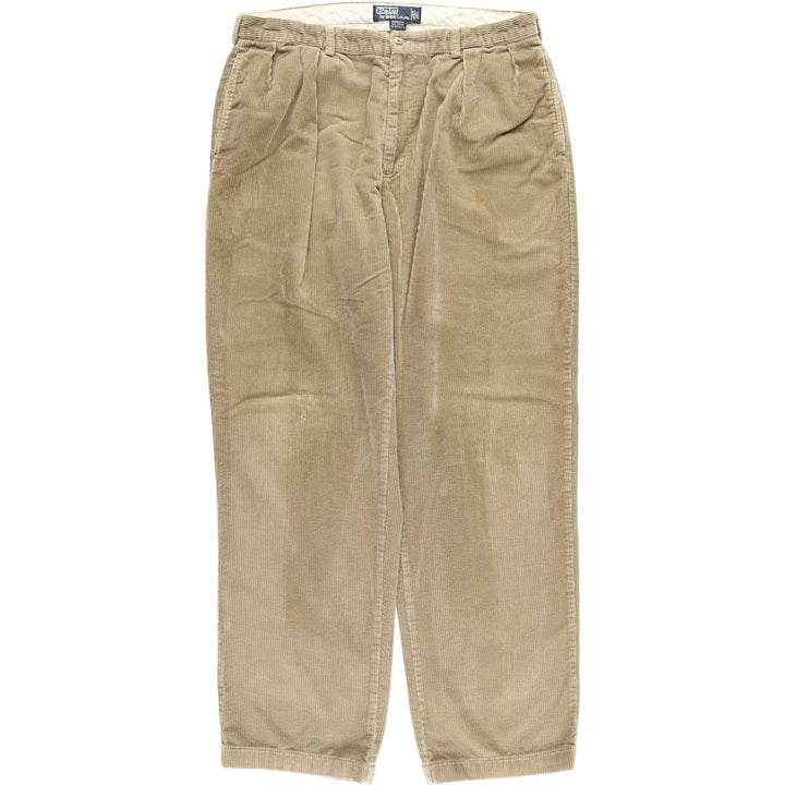 Ralph Lauren POLO by Ralph Lauren ANDREW PANT, wide ribbed, two-pleat corduroy pants, men's size W36. cotton Beige type Vintage Second Hand