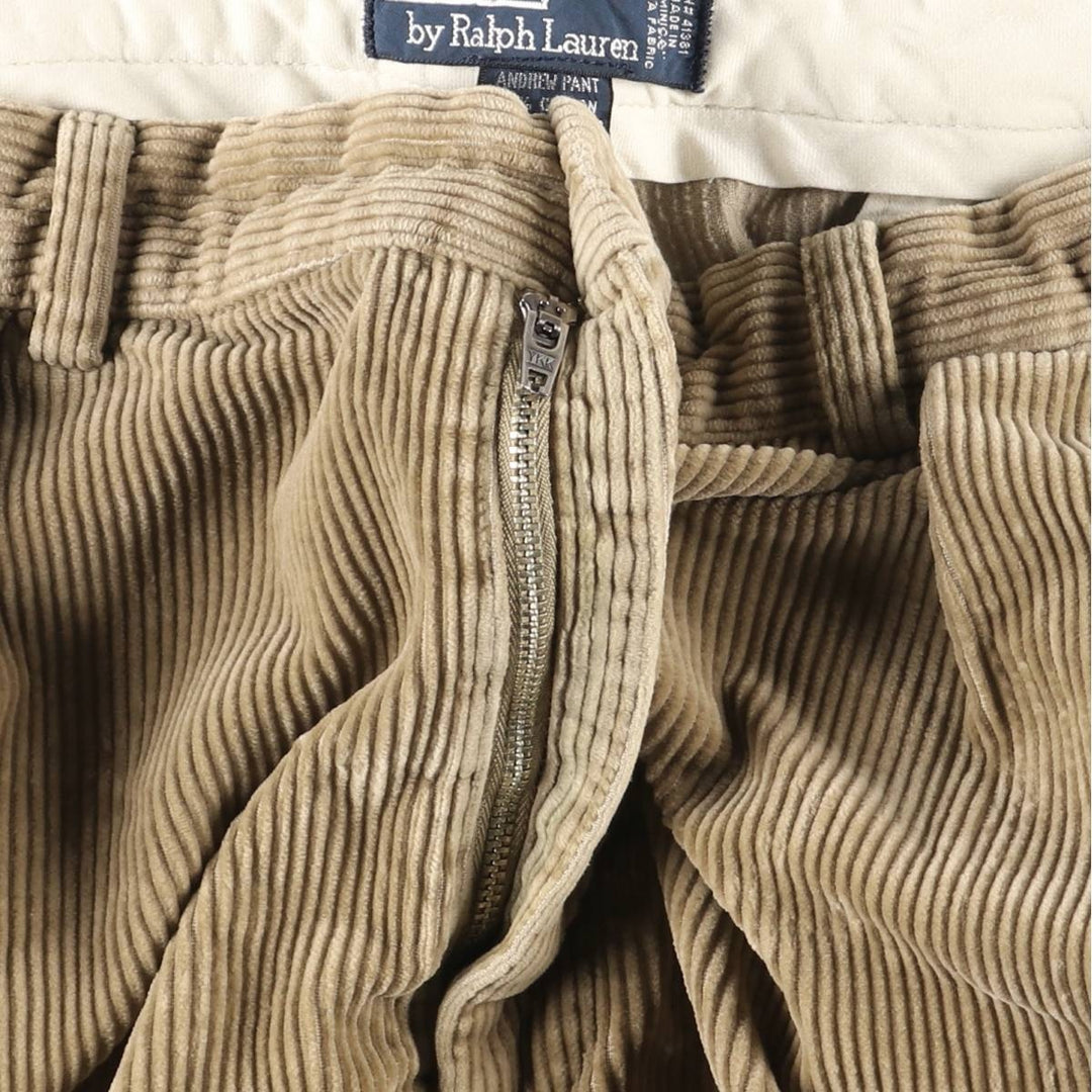 Ralph Lauren POLO by Ralph Lauren ANDREW PANT, wide ribbed, two-pleat corduroy pants, men's size W36. cotton Beige type Vintage Second Hand