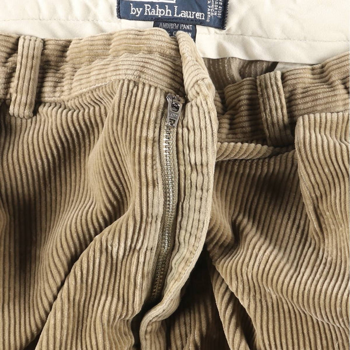 Ralph Lauren POLO by Ralph Lauren ANDREW PANT, wide ribbed, two-pleat corduroy pants, men's size W36. cotton Beige type Vintage Second Hand