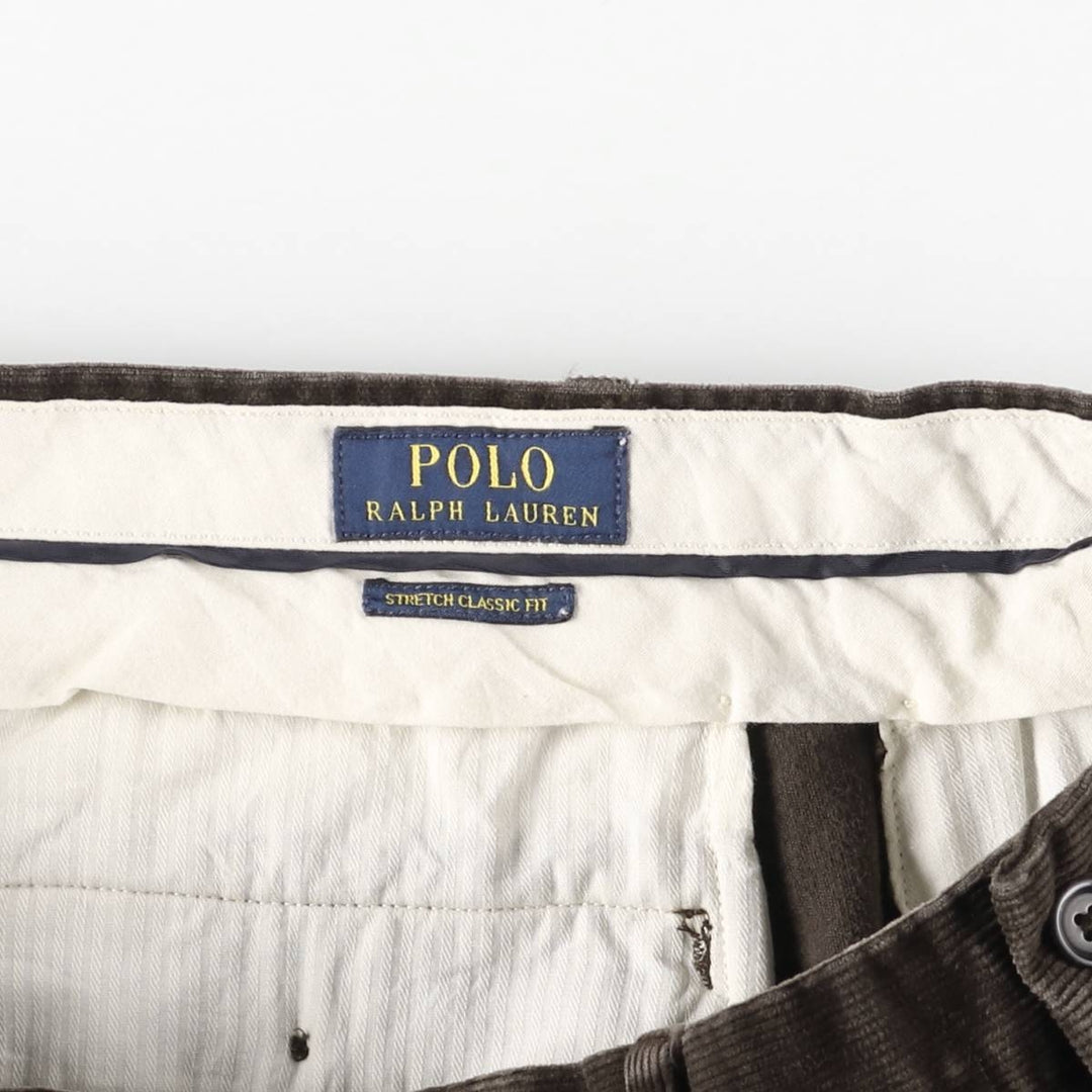 Ralph Lauren POLO RALPH LAUREN STRETCH CLASSIC FIT Wide Rib Corduroy Pants Men's Size 34 cotton brown type Vintage Second Hand
