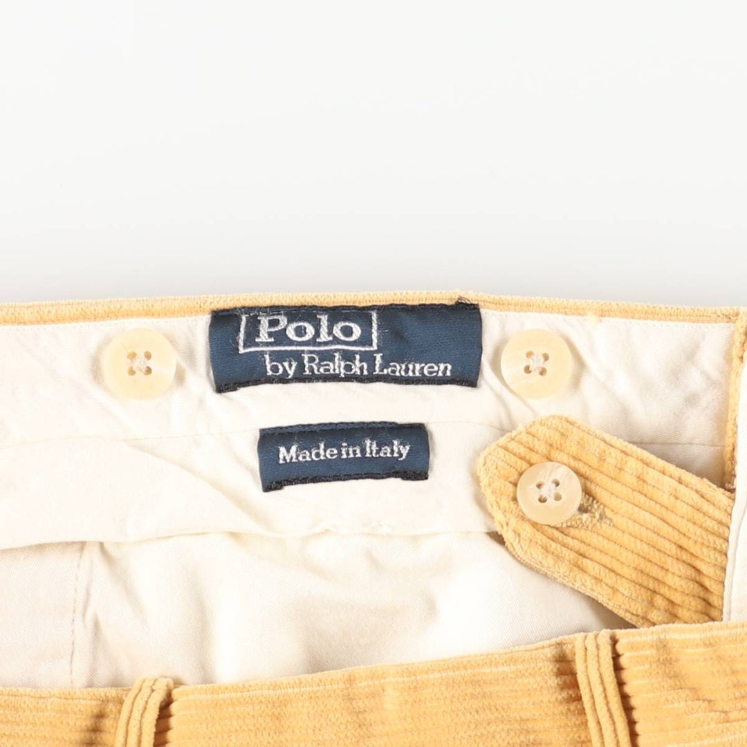 Ralph Lauren POLO by Ralph Lauren BLUE-LABEL wide-ribbed corduroy pants, made in Italy, men's size W36 cotton Camel type Vintage Second Hand
