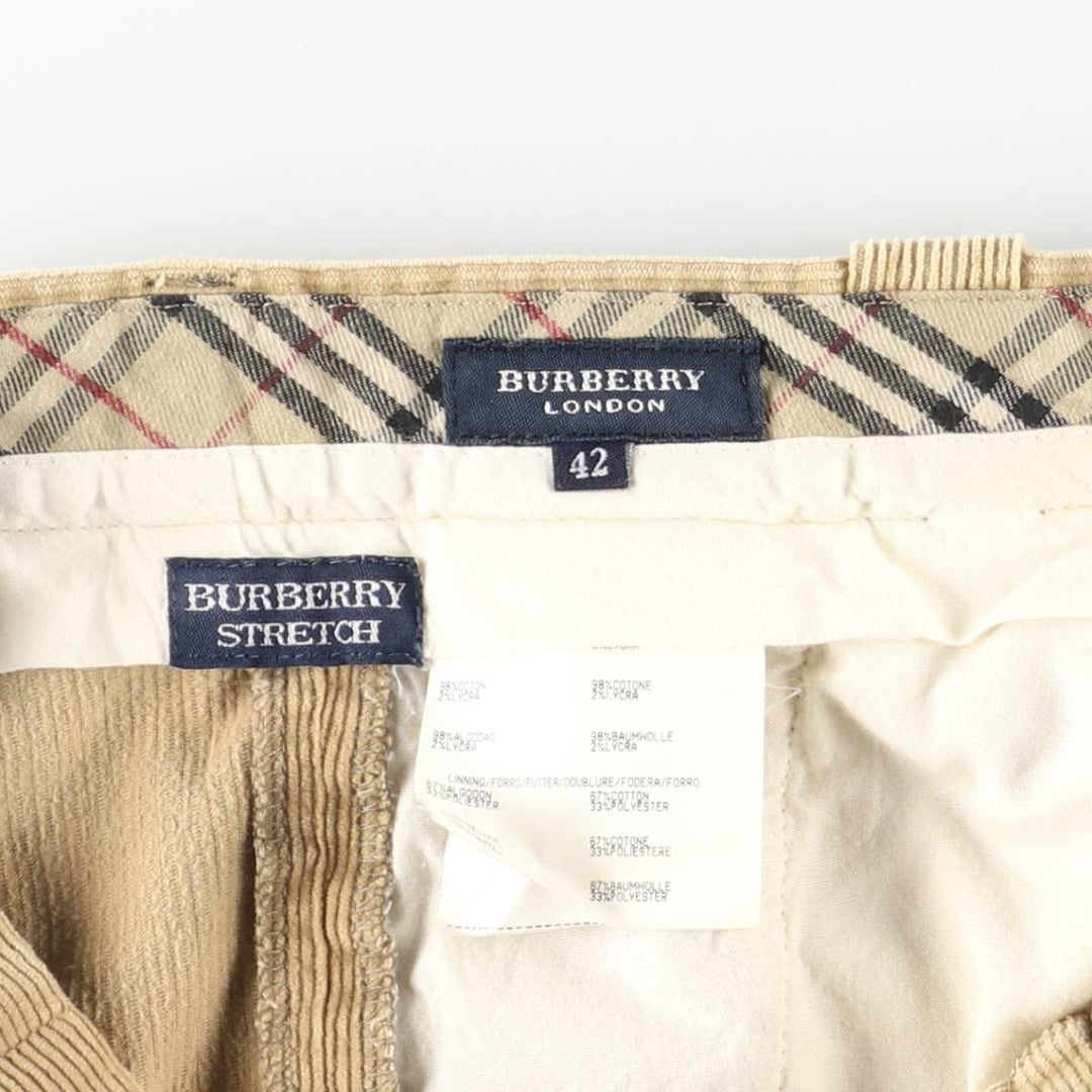 Burberry's BURBERRY LONDON One-Tuck Corduroy Pants, Made in Spain, Men's, Size W33 cotton Beige type Vintage Second Hand