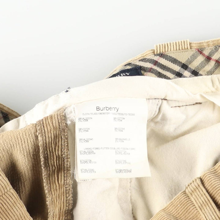 Burberry's BURBERRY LONDON One-Tuck Corduroy Pants, Made in Spain, Men's, Size W33 cotton Beige type Vintage Second Hand