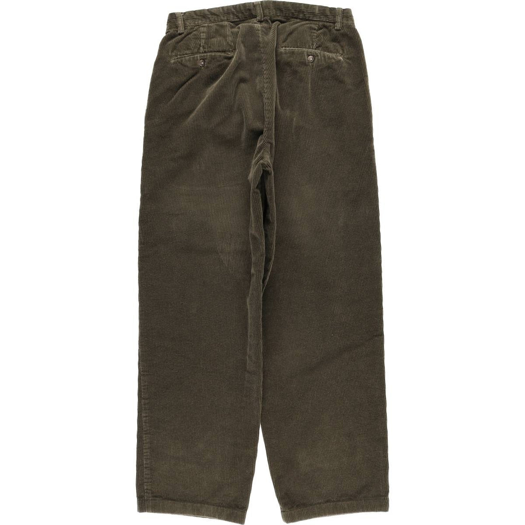 Ralph Lauren POLO by Ralph Lauren ANDREW PANT, wide ribbed, two-pleat corduroy pants, men's size W32 cotton green type Vintage Second Hand
