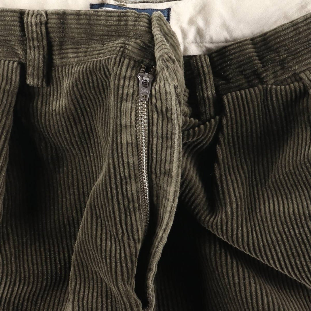 Ralph Lauren POLO by Ralph Lauren ANDREW PANT, wide ribbed, two-pleat corduroy pants, men's size W32 cotton green type Vintage Second Hand