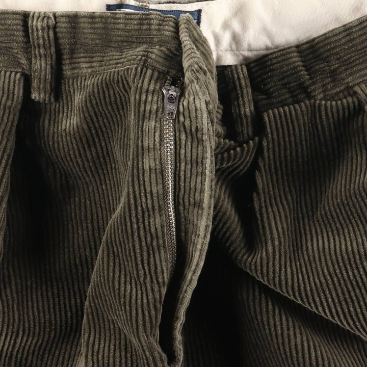 Ralph Lauren POLO by Ralph Lauren ANDREW PANT, wide ribbed, two-pleat corduroy pants, men's size W32 cotton green type Vintage Second Hand