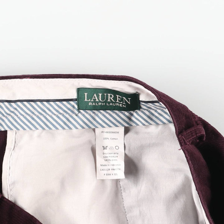 Ralph Lauren LAUREN wide-ribbed corduroy pants, men's size W33 cotton wine-red Vintage Second Hand
