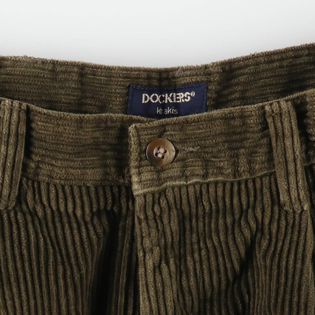 90'S Dockers Two-pleat Corduroy Pants, Men's, Vintage, Size W32 cotton Khaki type brown Vintage Second Hand