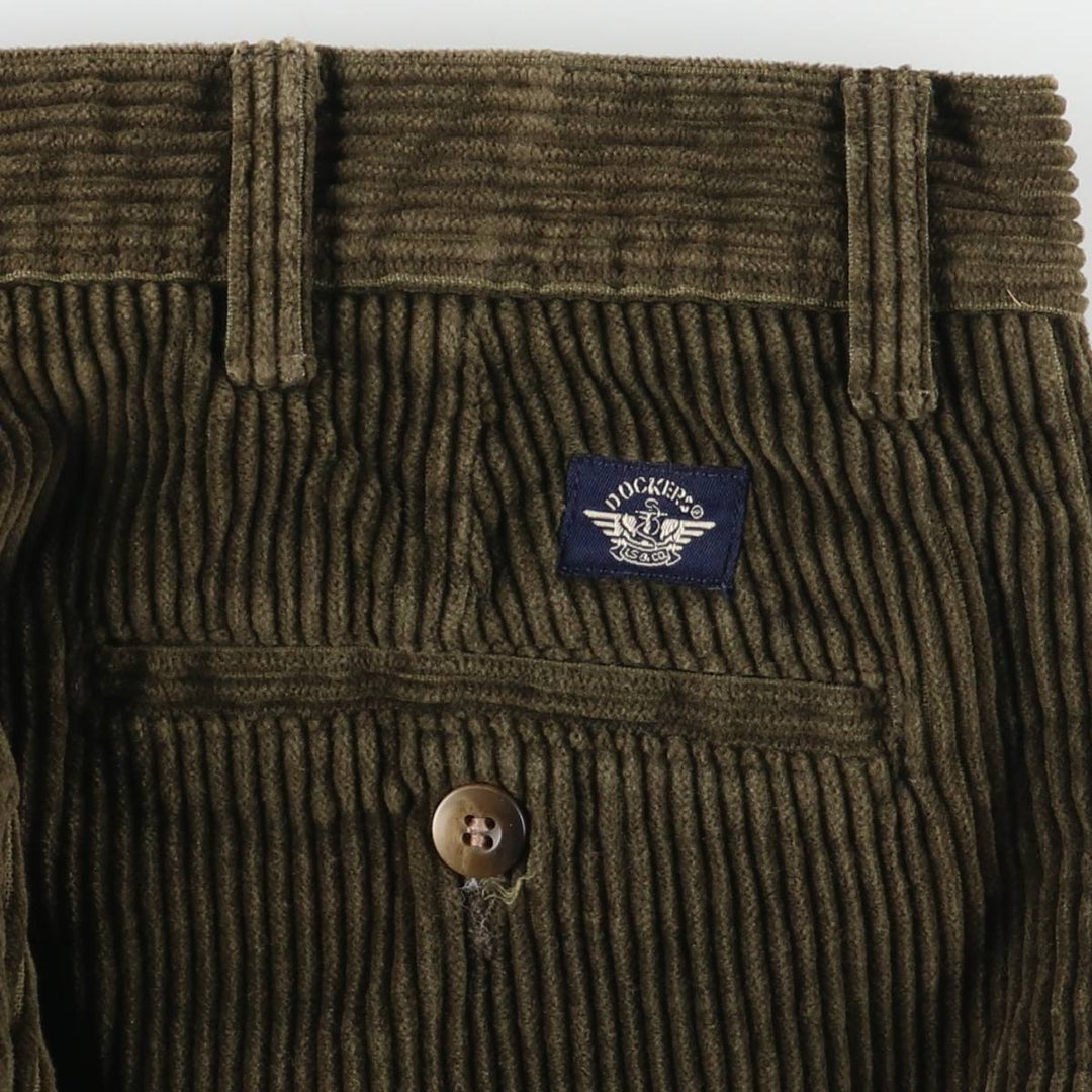 90'S Dockers Two-pleat Corduroy Pants, Men's, Vintage, Size W32 cotton Khaki type brown Vintage Second Hand