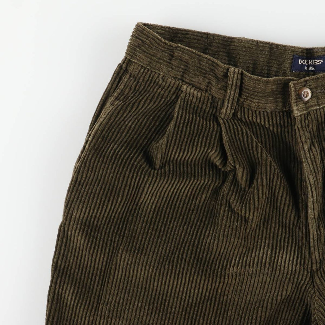 90'S Dockers Two-pleat Corduroy Pants, Men's, Vintage, Size W32 cotton Khaki type brown Vintage Second Hand