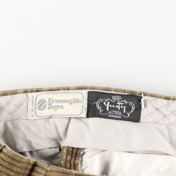 Ermenegildo Zegna wide-ribbed two-pleat corduroy pants, men's size W34 unclear Khaki type Vintage Second Hand
