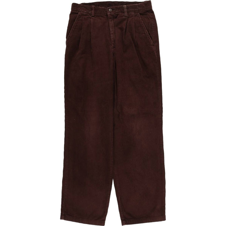 St. John's Bay Two-pleat Corduroy Pants, Men's Size W32 cotton brown type Vintage Second Hand