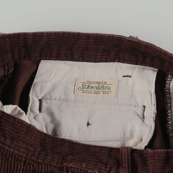 St. John's Bay Two-pleat Corduroy Pants, Men's Size W32 cotton brown type Vintage Second Hand
