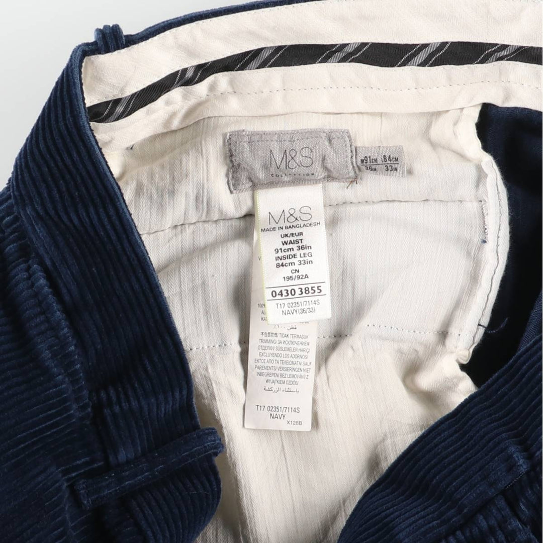 Marks and Spencer Men's Corduroy Pants, Size W35 cotton navy blue type Vintage Second Hand