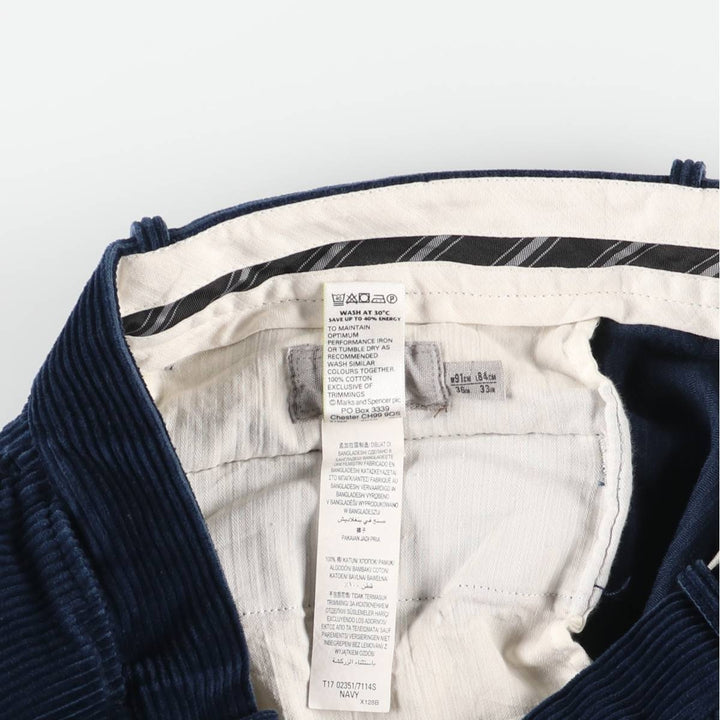 Marks and Spencer Men's Corduroy Pants, Size W35 cotton navy blue type Vintage Second Hand