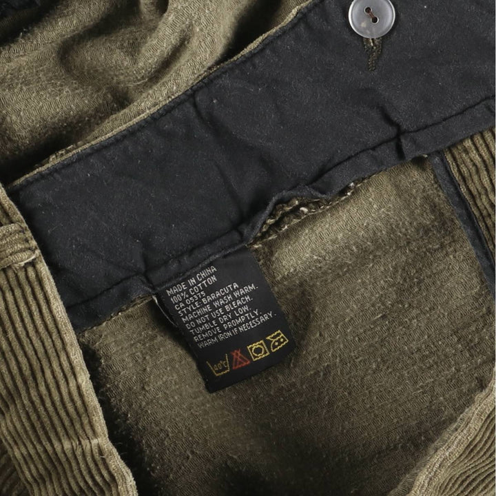 Baracuta One-Tuck Corduroy Pants, Men's, Size W36 cotton Khaki type Vintage Second Hand