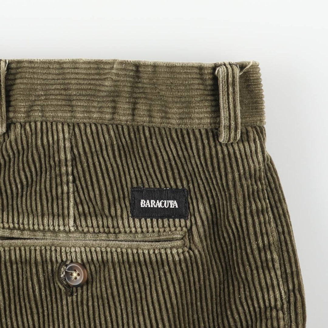 Baracuta One-Tuck Corduroy Pants, Men's, Size W36 cotton Khaki type Vintage Second Hand