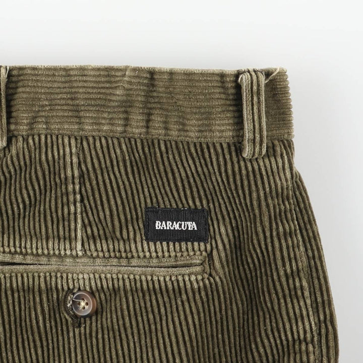 Baracuta One-Tuck Corduroy Pants, Men's, Size W36 cotton Khaki type Vintage Second Hand