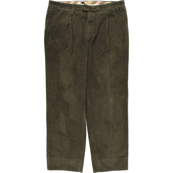 Burberry's London wide-ribbed, single-pleat corduroy pants, made in Spain, men's size W30. cotton green type Vintage Second Hand