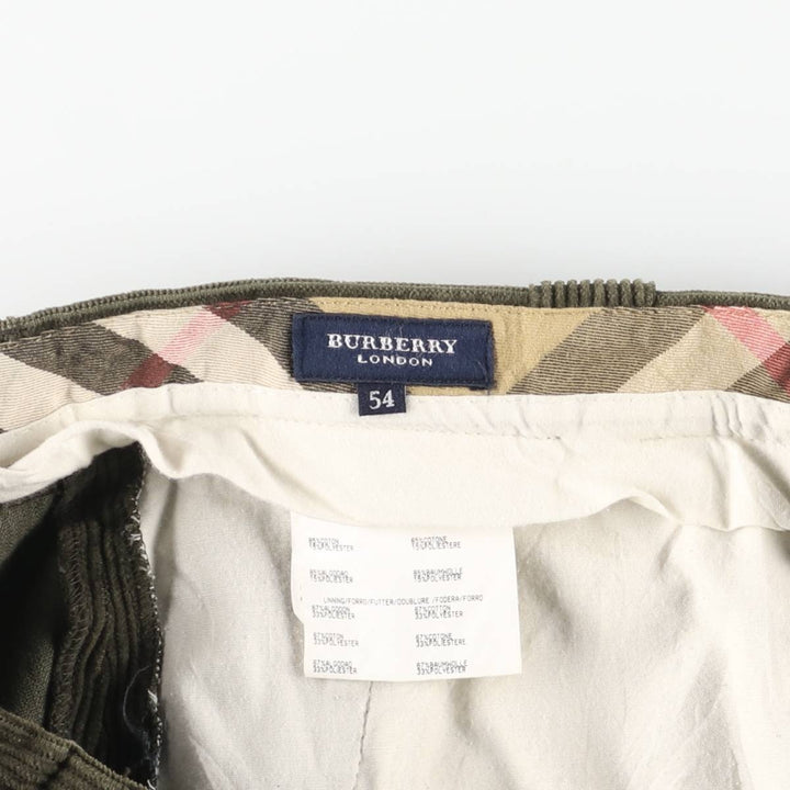 Burberry's London wide-ribbed, single-pleat corduroy pants, made in Spain, men's size W30. cotton green type Vintage Second Hand