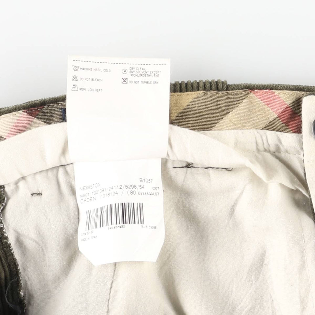 Burberry's London wide-ribbed, single-pleat corduroy pants, made in Spain, men's size W30. cotton green type Vintage Second Hand