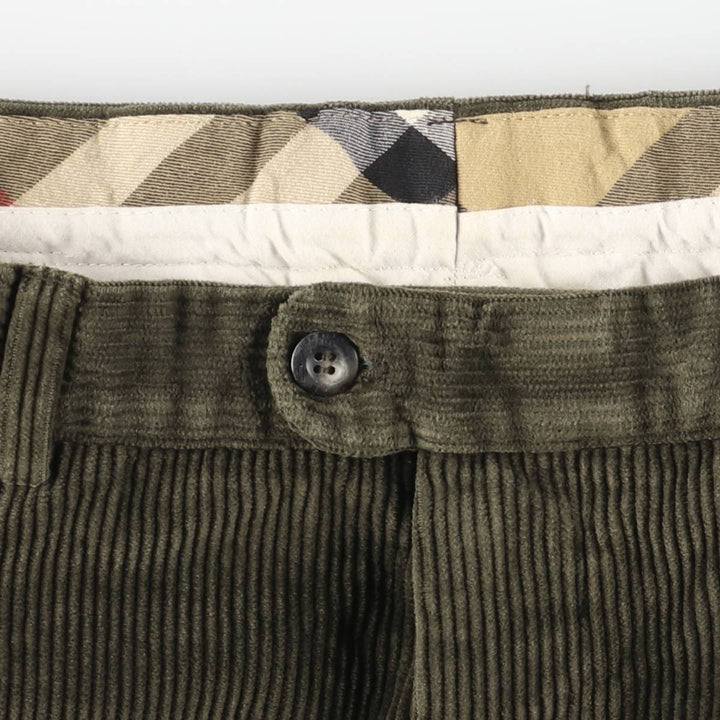 Burberry's London wide-ribbed, single-pleat corduroy pants, made in Spain, men's size W30. cotton green type Vintage Second Hand