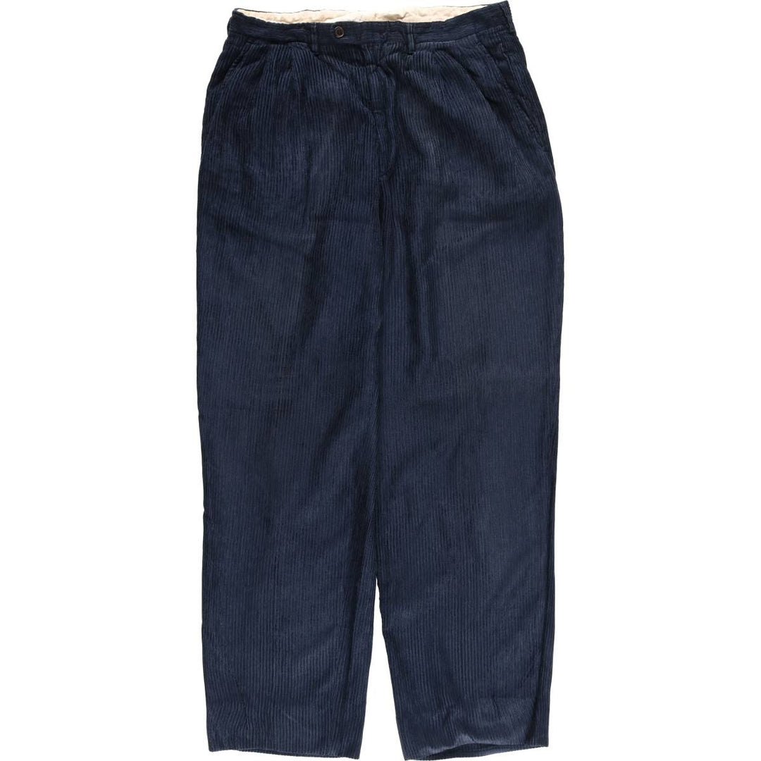 NAPOLEON PULA SETA Two-pleat Corduroy Pants, Made in Italy, Men's Size W32 unclear navy blue type Vintage Second Hand