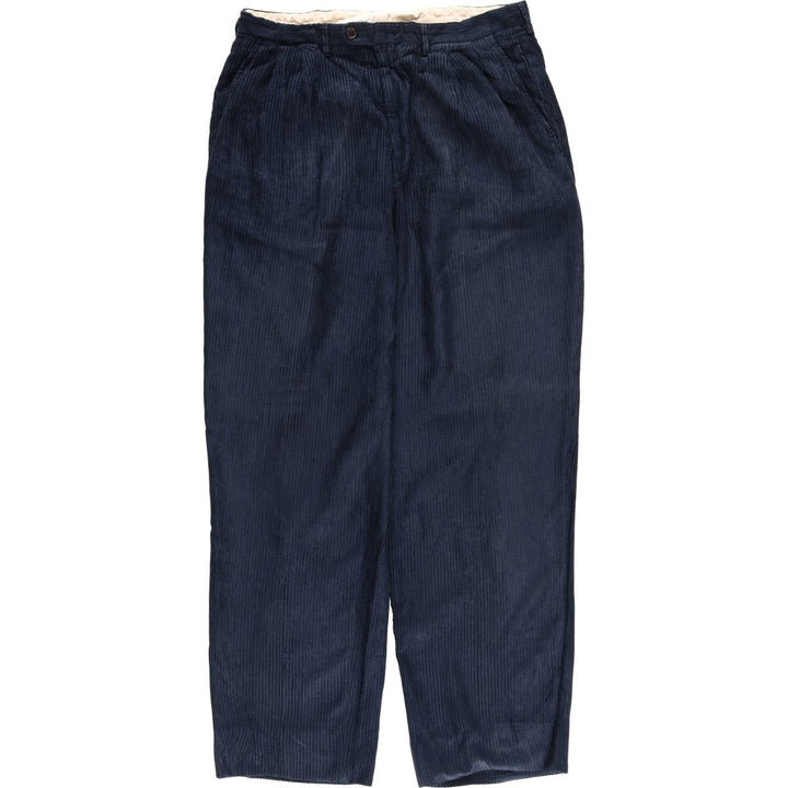 NAPOLEON PULA SETA Two-pleat Corduroy Pants, Made in Italy, Men's Size W32 unclear navy blue type Vintage Second Hand