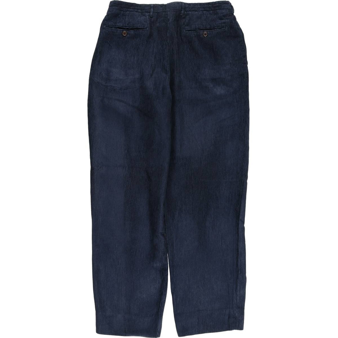 NAPOLEON PULA SETA Two-pleat Corduroy Pants, Made in Italy, Men's Size W32 unclear navy blue type Vintage Second Hand
