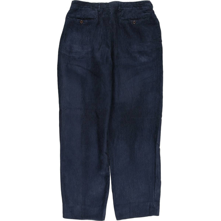 NAPOLEON PULA SETA Two-pleat Corduroy Pants, Made in Italy, Men's Size W32 unclear navy blue type Vintage Second Hand