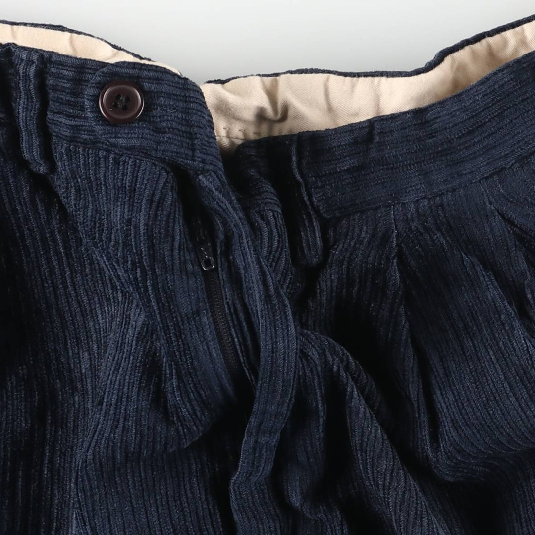 NAPOLEON PULA SETA Two-pleat Corduroy Pants, Made in Italy, Men's Size W32 unclear navy blue type Vintage Second Hand