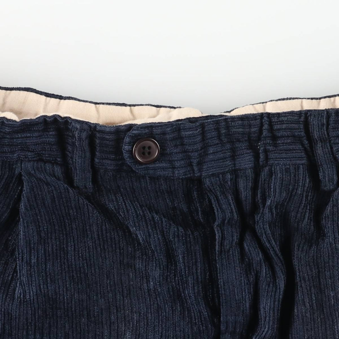 NAPOLEON PULA SETA Two-pleat Corduroy Pants, Made in Italy, Men's Size W32 unclear navy blue type Vintage Second Hand
