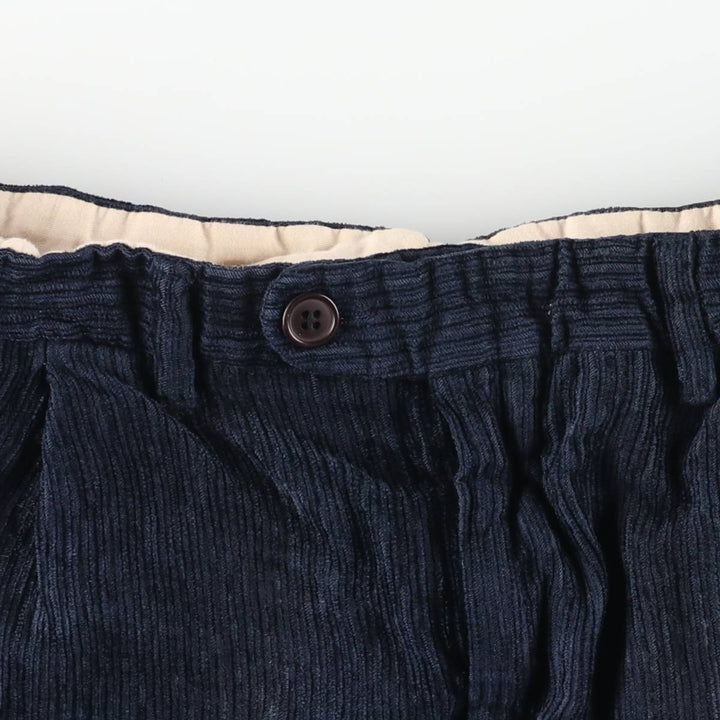 NAPOLEON PULA SETA Two-pleat Corduroy Pants, Made in Italy, Men's Size W32 unclear navy blue type Vintage Second Hand