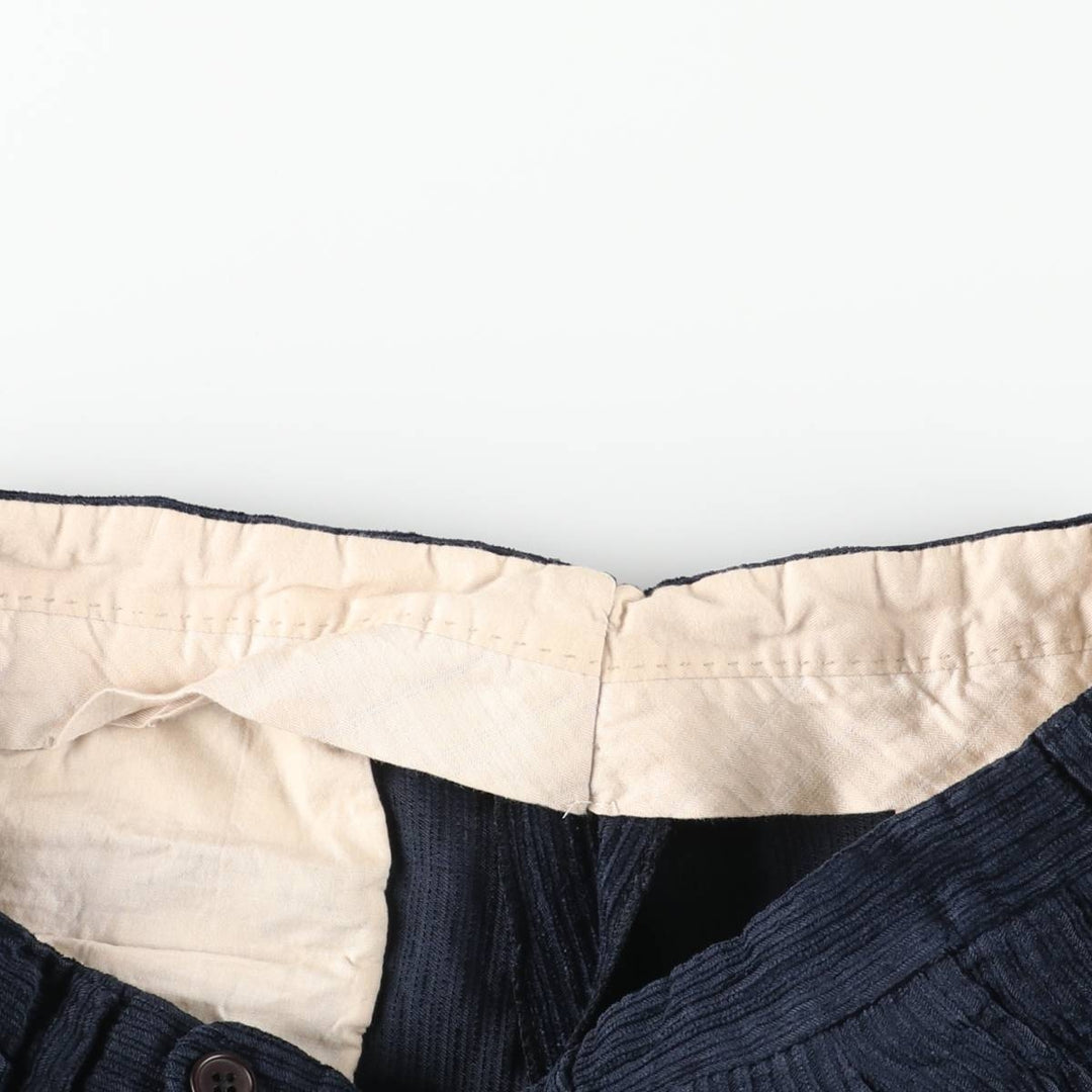 NAPOLEON PULA SETA Two-pleat Corduroy Pants, Made in Italy, Men's Size W32 unclear navy blue type Vintage Second Hand