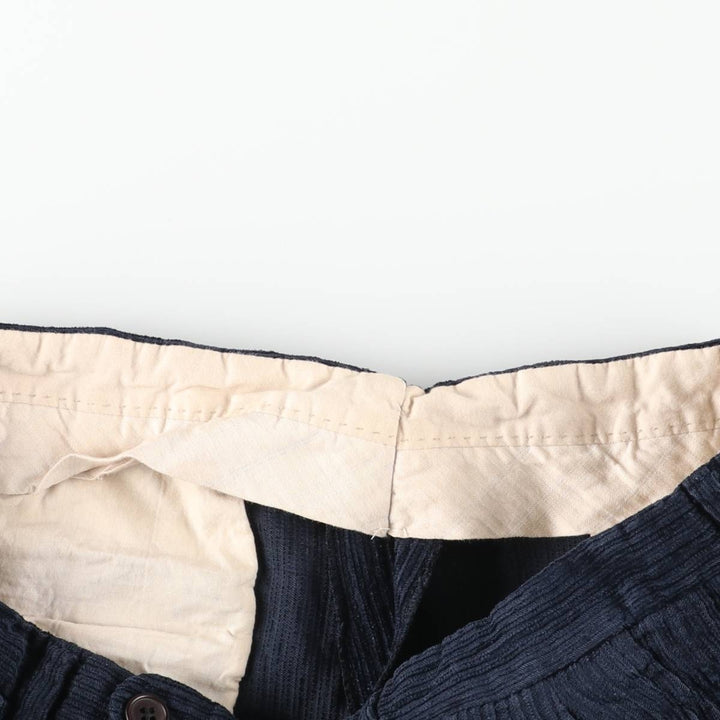 NAPOLEON PULA SETA Two-pleat Corduroy Pants, Made in Italy, Men's Size W32 unclear navy blue type Vintage Second Hand