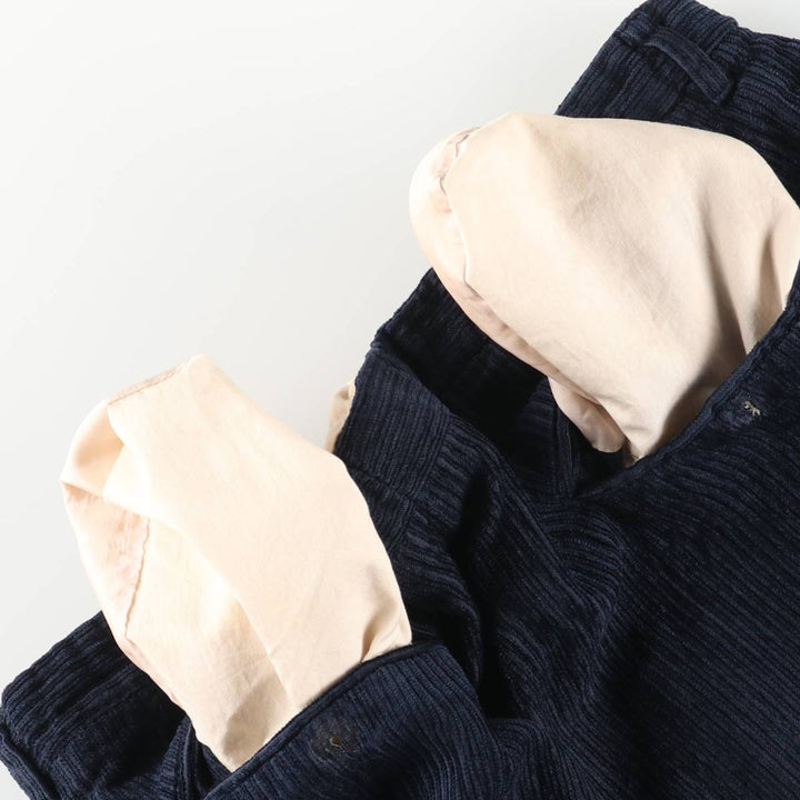 NAPOLEON PULA SETA Two-pleat Corduroy Pants, Made in Italy, Men's Size W32 unclear navy blue type Vintage Second Hand
