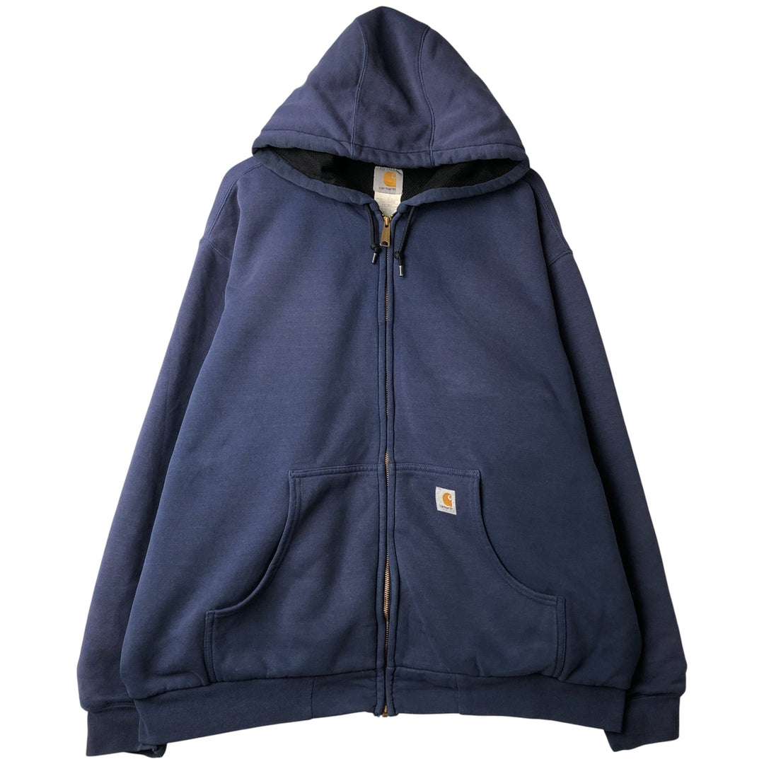 Carhartt Sweat Full Zip Hoodie Men's XXL cotton navy blue type Vintage Second Hand