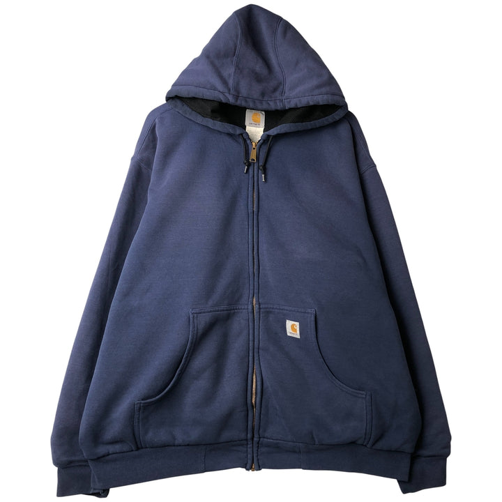Carhartt Sweat Full Zip Hoodie Men's XXL cotton navy blue type Vintage Second Hand