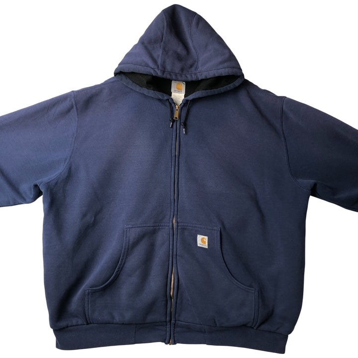 Carhartt Sweat Full Zip Hoodie Men's XXL cotton navy blue type Vintage Second Hand
