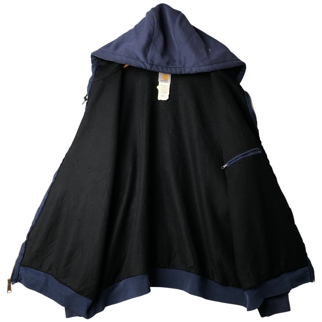Carhartt Sweat Full Zip Hoodie Men's XXL cotton navy blue type Vintage Second Hand