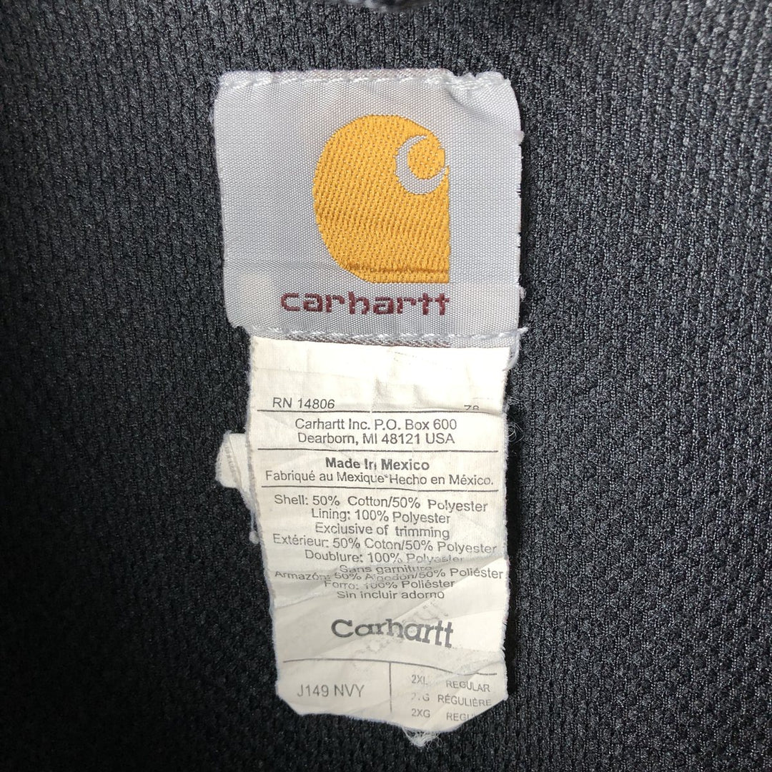 Carhartt Sweat Full Zip Hoodie Men's XXL cotton navy blue type Vintage Second Hand