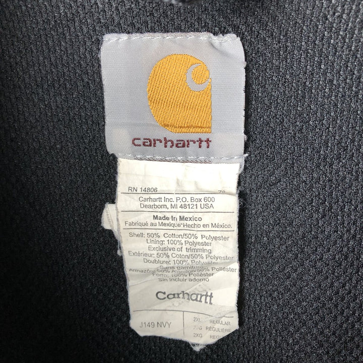 Carhartt Sweat Full Zip Hoodie Men's XXL cotton navy blue type Vintage Second Hand