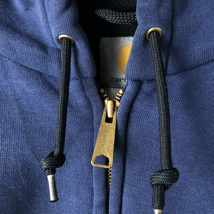 Carhartt Sweat Full Zip Hoodie Men's XXL cotton navy blue type Vintage Second Hand