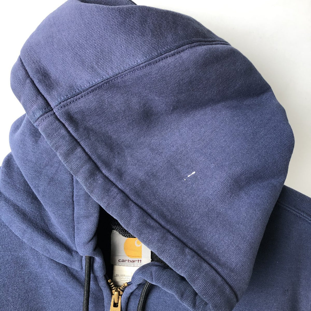Carhartt Sweat Full Zip Hoodie Men's XXL cotton navy blue type Vintage Second Hand