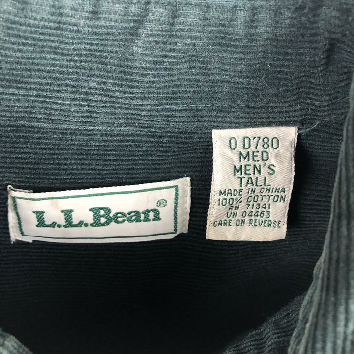 1990'S LLBean Long Sleeve Button-Down Corduroy Shirt, Men's Size Medium, Vintage cotton Green type dark green Vintage Second Hand