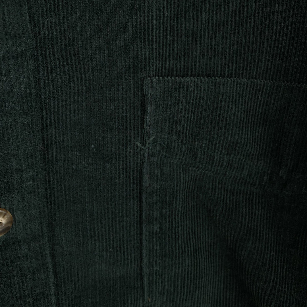 1990'S LLBean Long Sleeve Button-Down Corduroy Shirt, Men's Size Medium, Vintage cotton Green type dark green Vintage Second Hand
